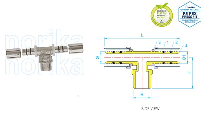 PEX Press-Fit MI Tee (Type F5)